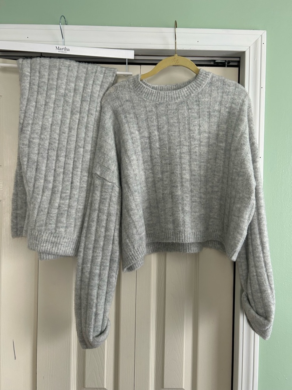 Sincerely Jules Light Gray Ribbed Crewneck Sweater